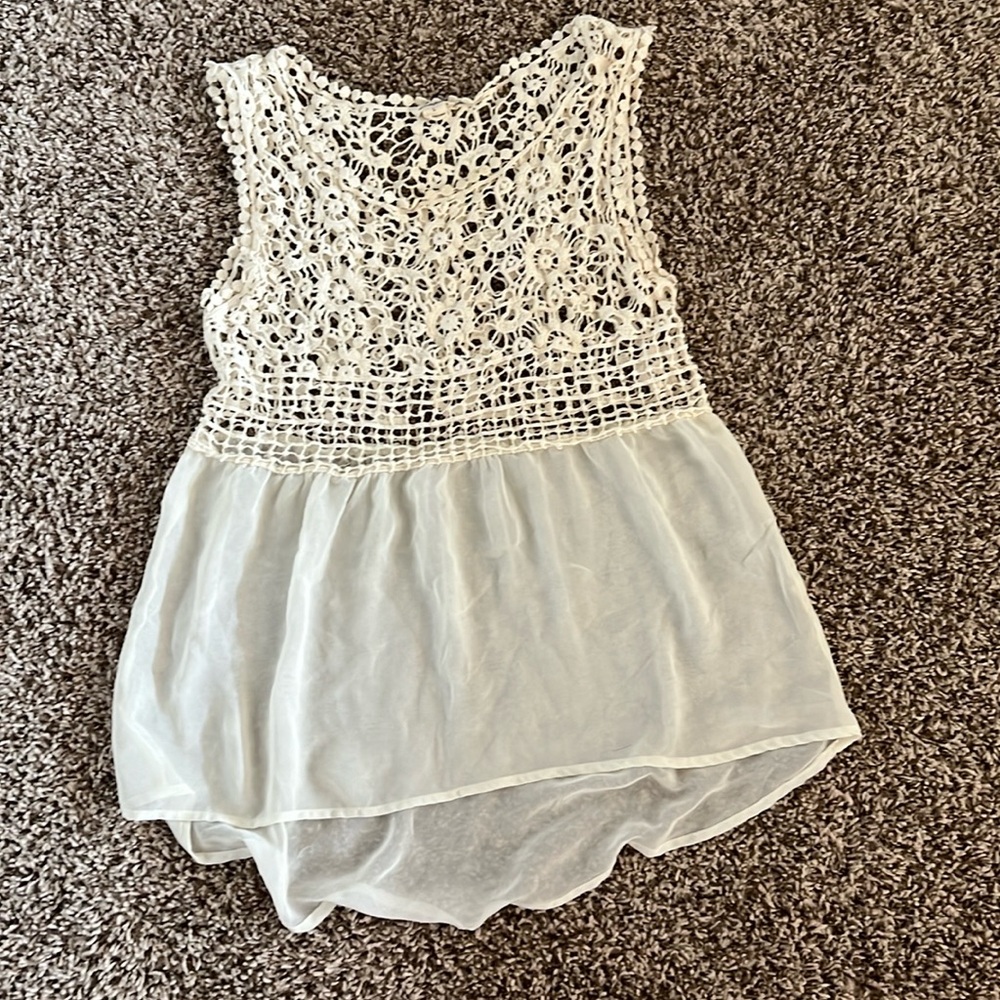 Love Riche tunic/ tank top. Crochet and sheer